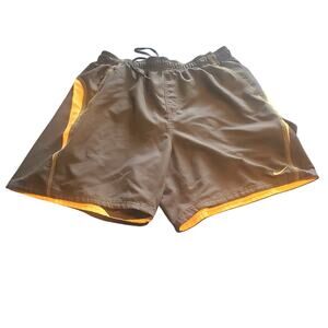 Nike Size XL Men's Mesh Lined Black Orange Swim Trunks Drawstring FLAW